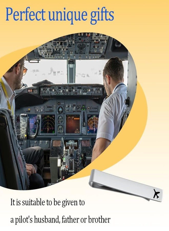 Sudaporn Airplane Tie Clips Bar for Pilot Husband Christmas Birthday Accessory Gifts Aviation Captain Tie Clip Tack Pilot Flight Attendant Necktie Clip Men Necktie Accessory Wedding Business Holiday - Image 3